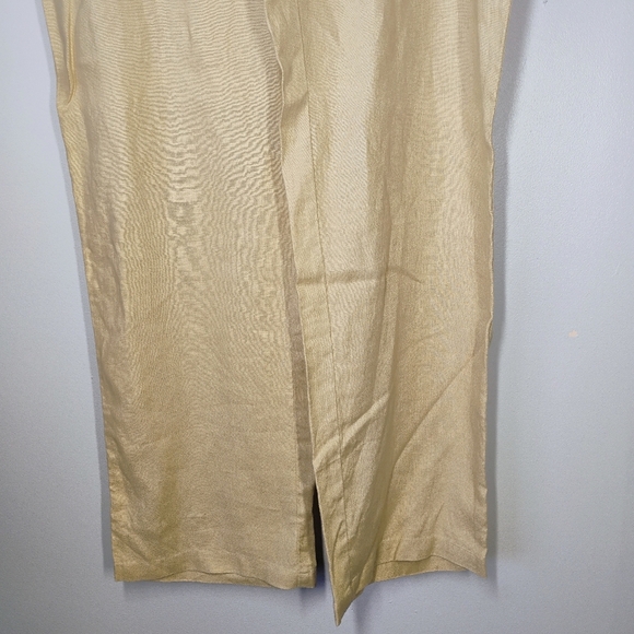 Lauren Ralph Lauren Pure Linen Wide Leg Pants Beige Lagenlook Beachy Size 14W - Picture 2 of 13